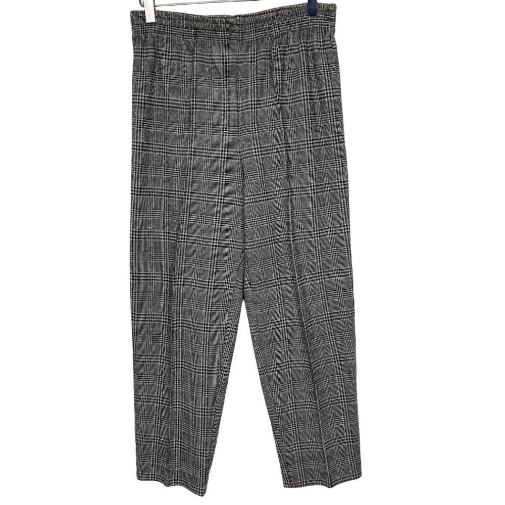 Vintage F Shay of Boston Cropped Pants Womens 10 Gray Plaid Elastic Waist